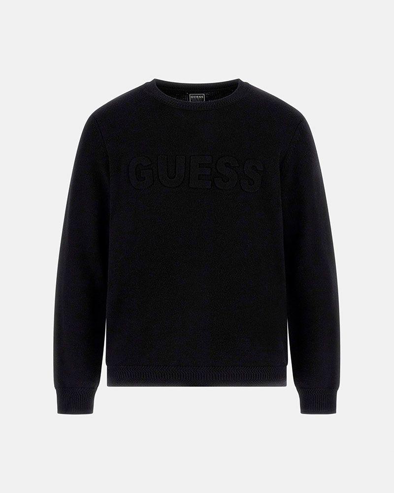 Poleron Guess Hombre Ls Cn 3D Logo Negro-4