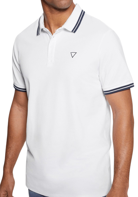 Polera Guess Hombre Ss Sports Pique Trngl Polo Blanco-0