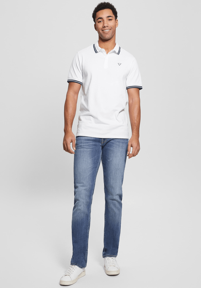 Polera Guess Hombre Ss Sports Pique Trngl Polo Blanco-1