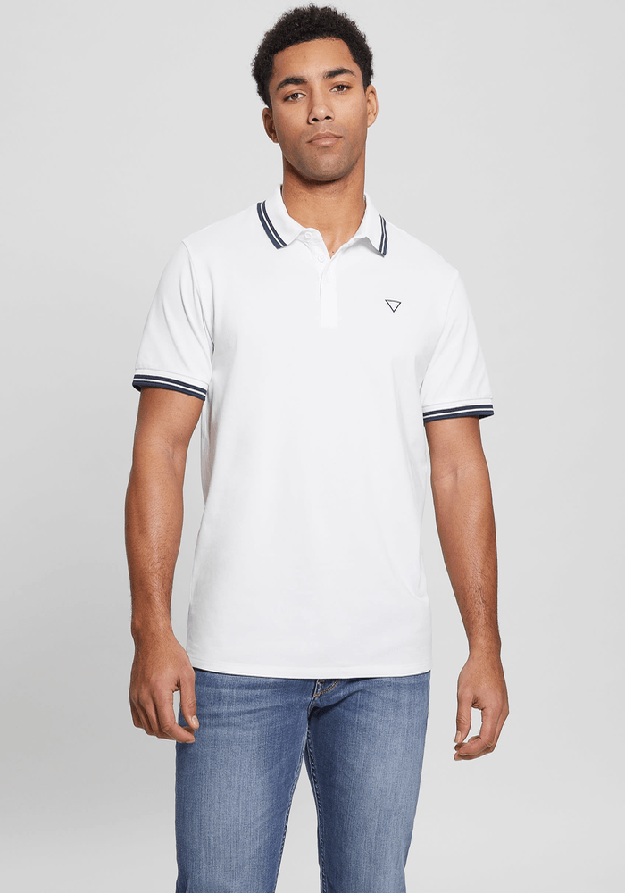 Polera Guess Hombre Ss Sports Pique Trngl Polo Blanco-2
