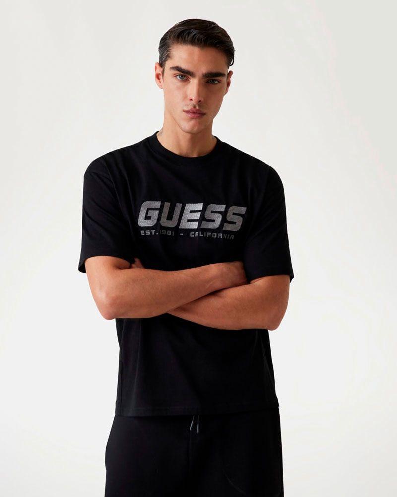 Polera Guess Hombre Ss Cn Planisphere Tee Negro-0