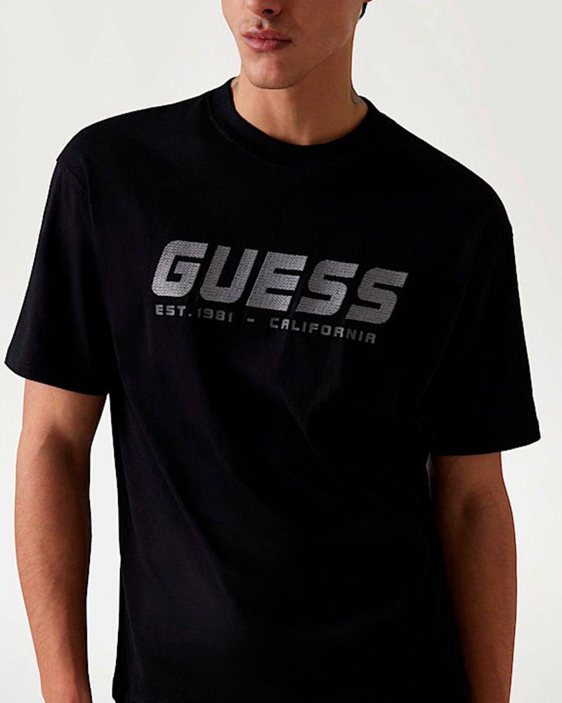Polera Guess Hombre Ss Cn Planisphere Tee Negro-3