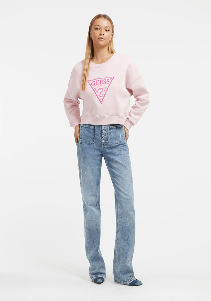 Polerón Guess Mujer Cn Lurex Triangle Sweatshirt Rosa-1