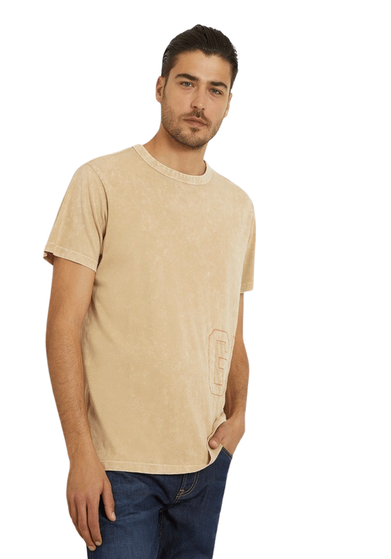 Polera Guess Hombre Ss Cn Treated Guess Logo Tee Beige-0