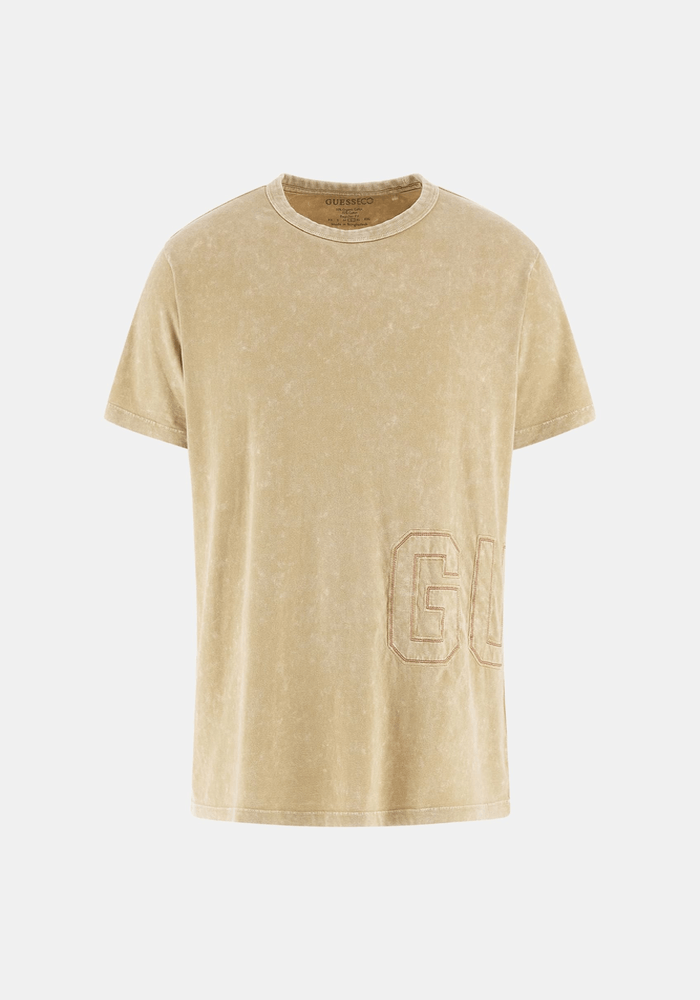 Polera Guess Hombre Ss Cn Treated Guess Logo Tee Beige-4