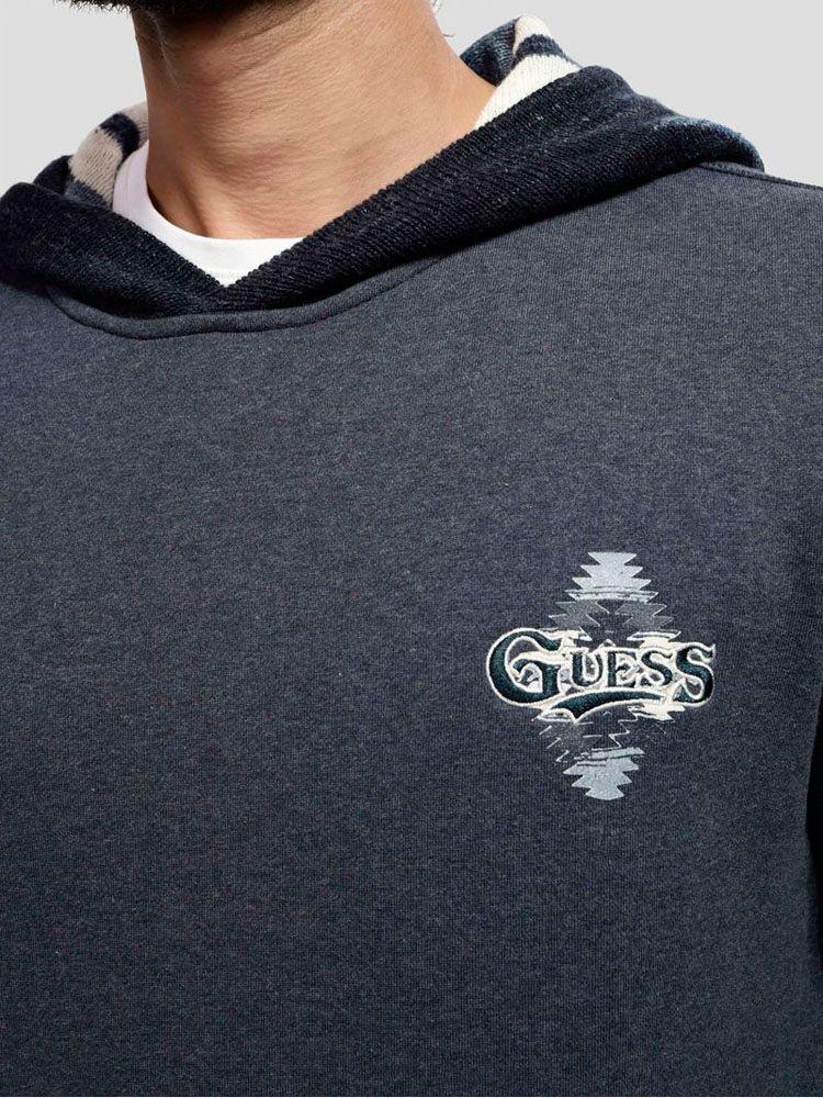 Poleron Guess Hombre Contrast Hoodie Sweatshirt Gris-2