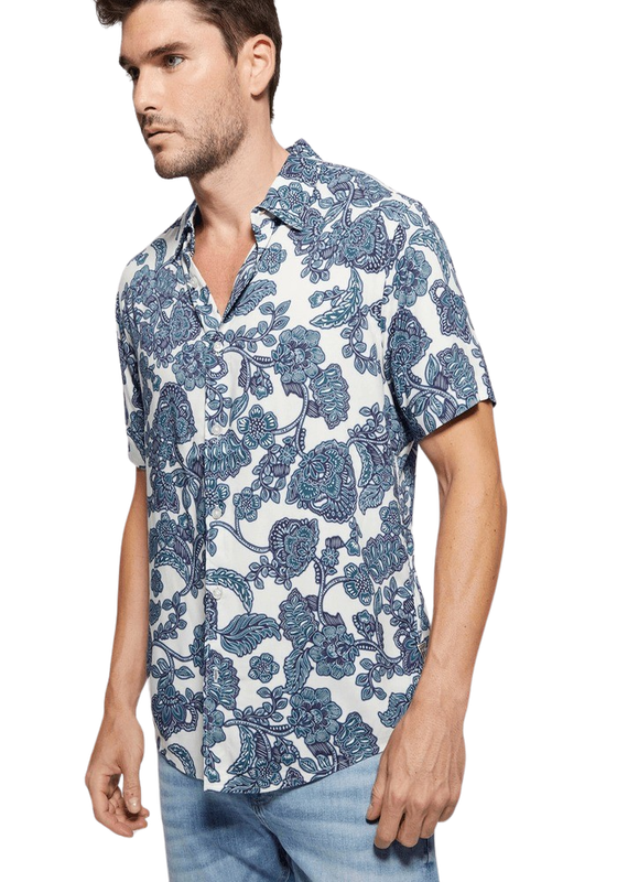 Camisa Guess Hombre Ss Eco Rayon Jacobean Shirt Multicolor-0