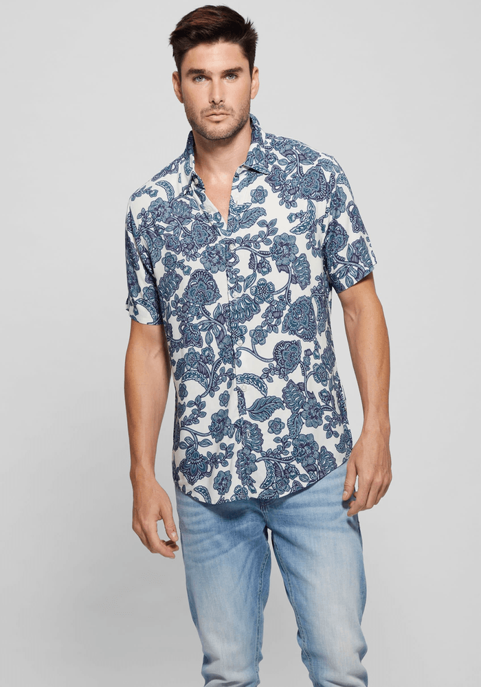 Camisa Guess Hombre Ss Eco Rayon Jacobean Shirt Multicolor-2