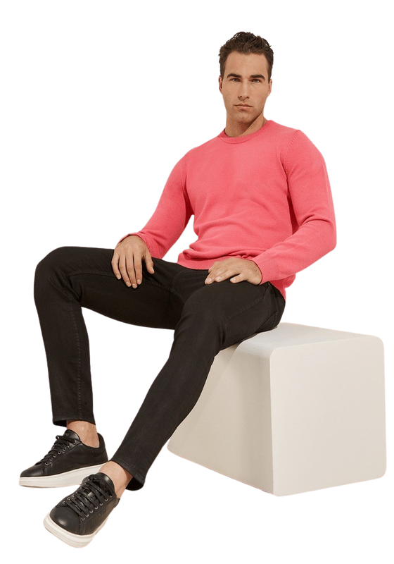 Polerón Guess Hombre Es Ls Jsy Stitch Liam Crew Nk Rosa-0