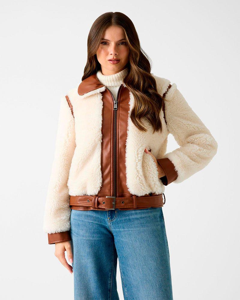 Chaqueta Giordana Faux Fur Pu Mix Blanco Mujer-0