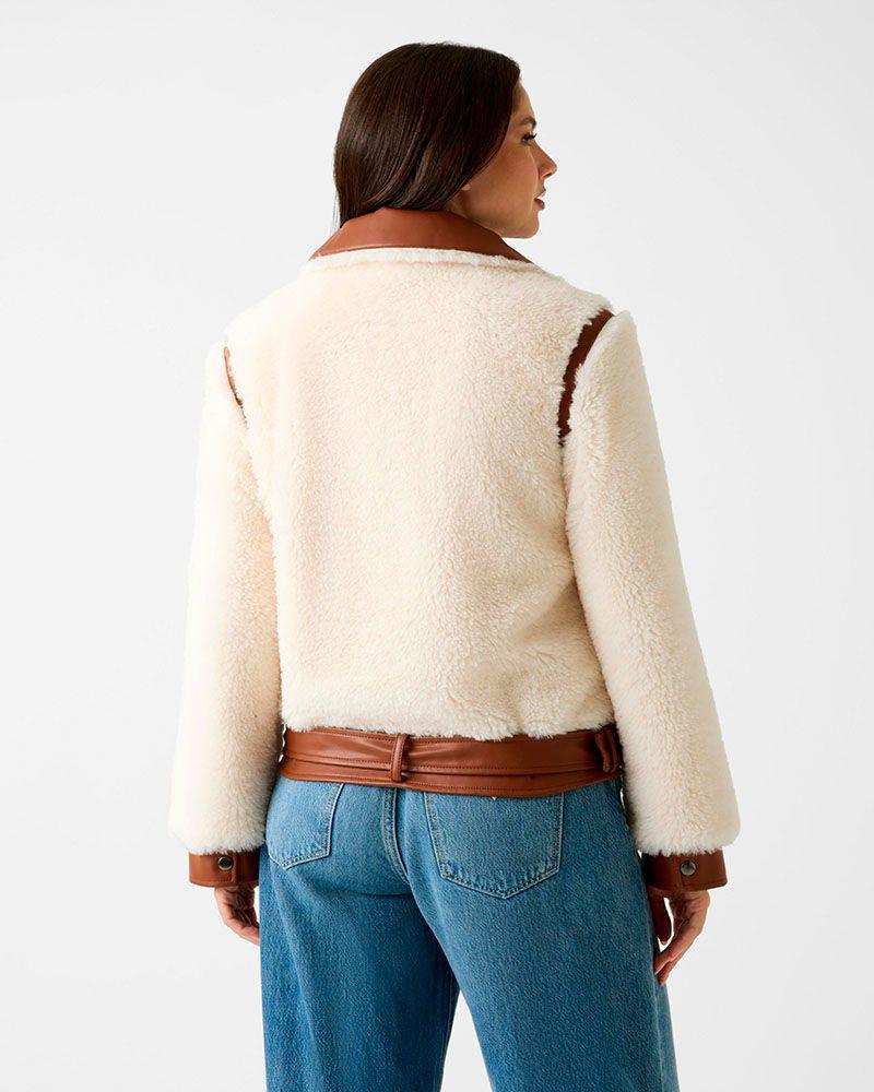 Chaqueta Giordana Faux Fur Pu Mix Blanco Mujer-1