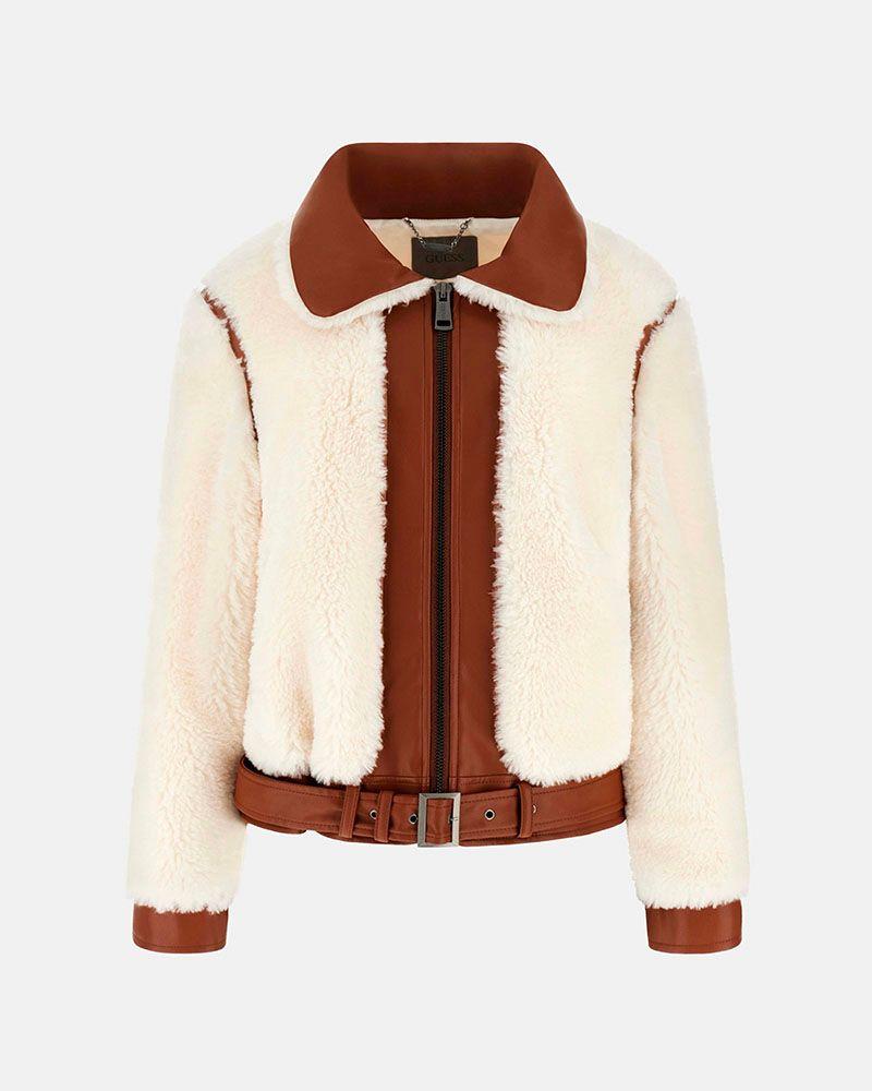 Chaqueta Giordana Faux Fur Pu Mix Blanco Mujer-4