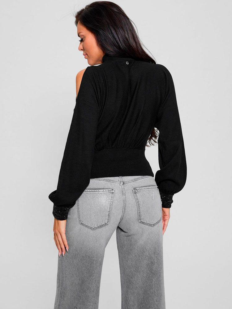 Tejido Guess Mujer Ls Bling Cuff Pima Swtr Negro-1