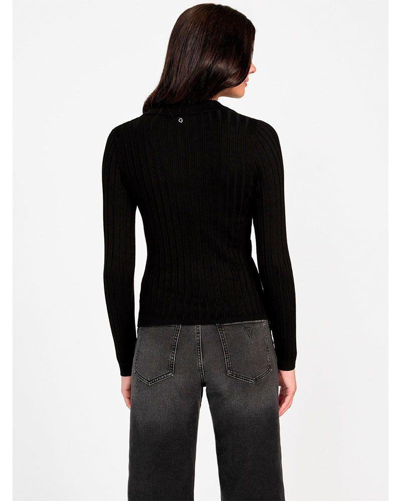 Sweater Guess Mujer Ls Vn Rib Miranda Negro-1