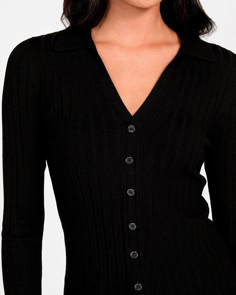 Sweater Guess Mujer Ls Vn Rib Miranda Negro-2