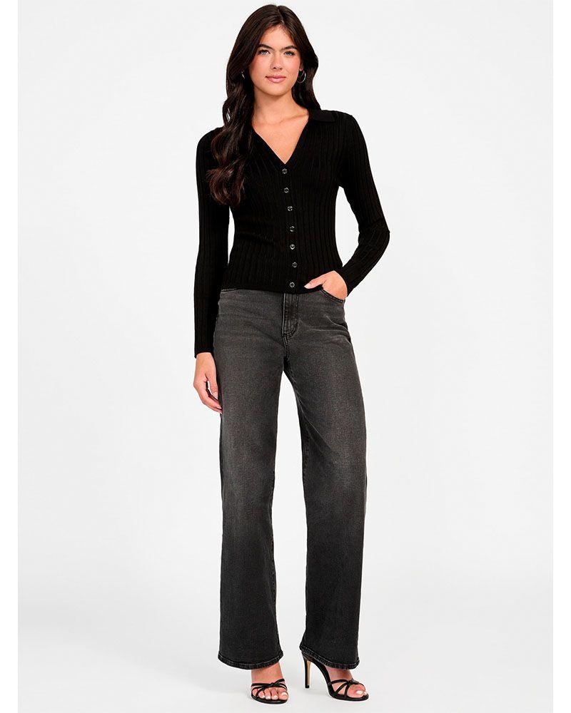 Sweater Guess Mujer Ls Vn Rib Miranda Negro-3