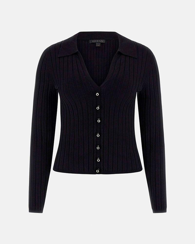 Sweater Guess Mujer Ls Vn Rib Miranda Negro-4