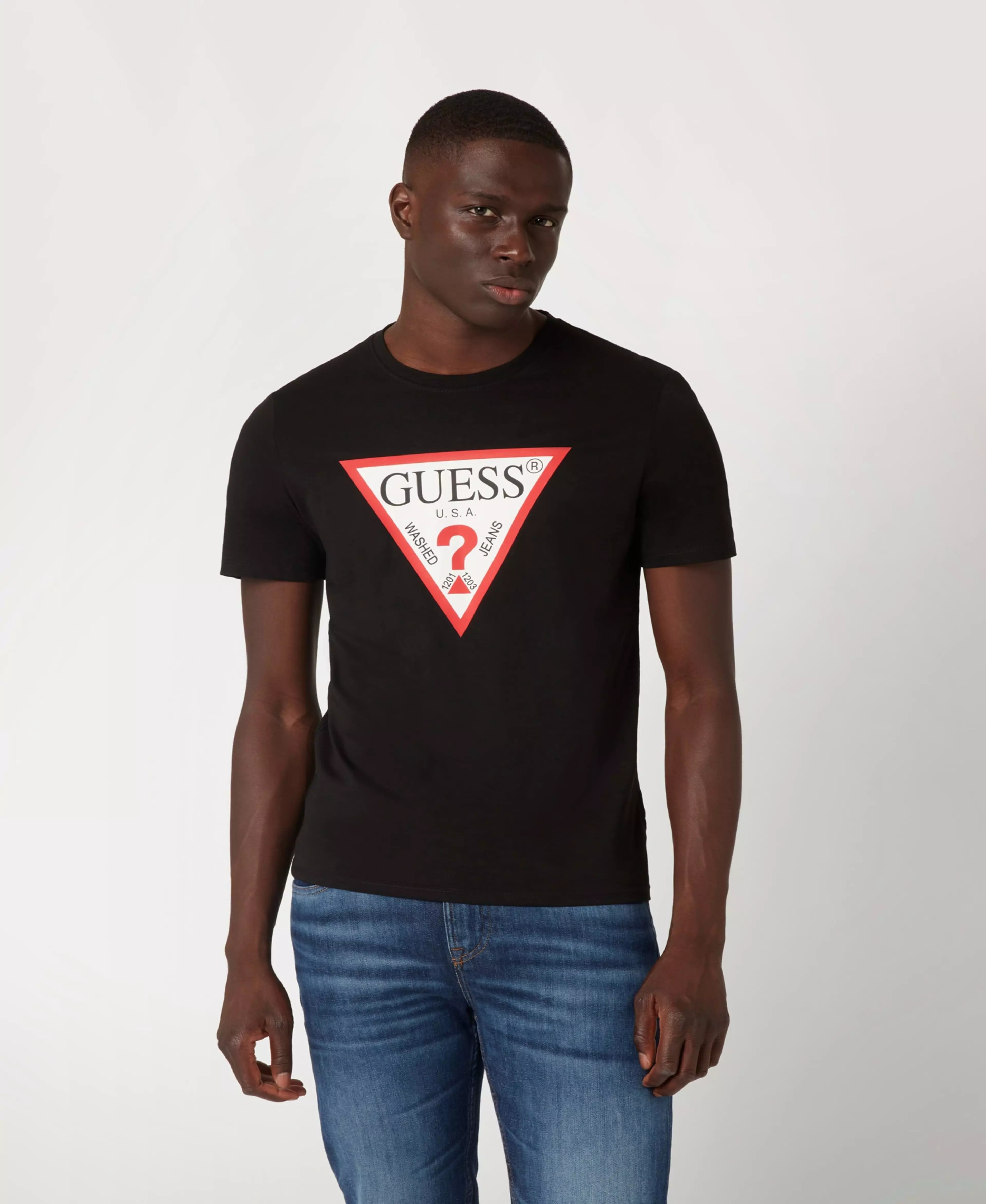 Polera Guess Hombre Cn Ss Original Logo Tee Negro-0