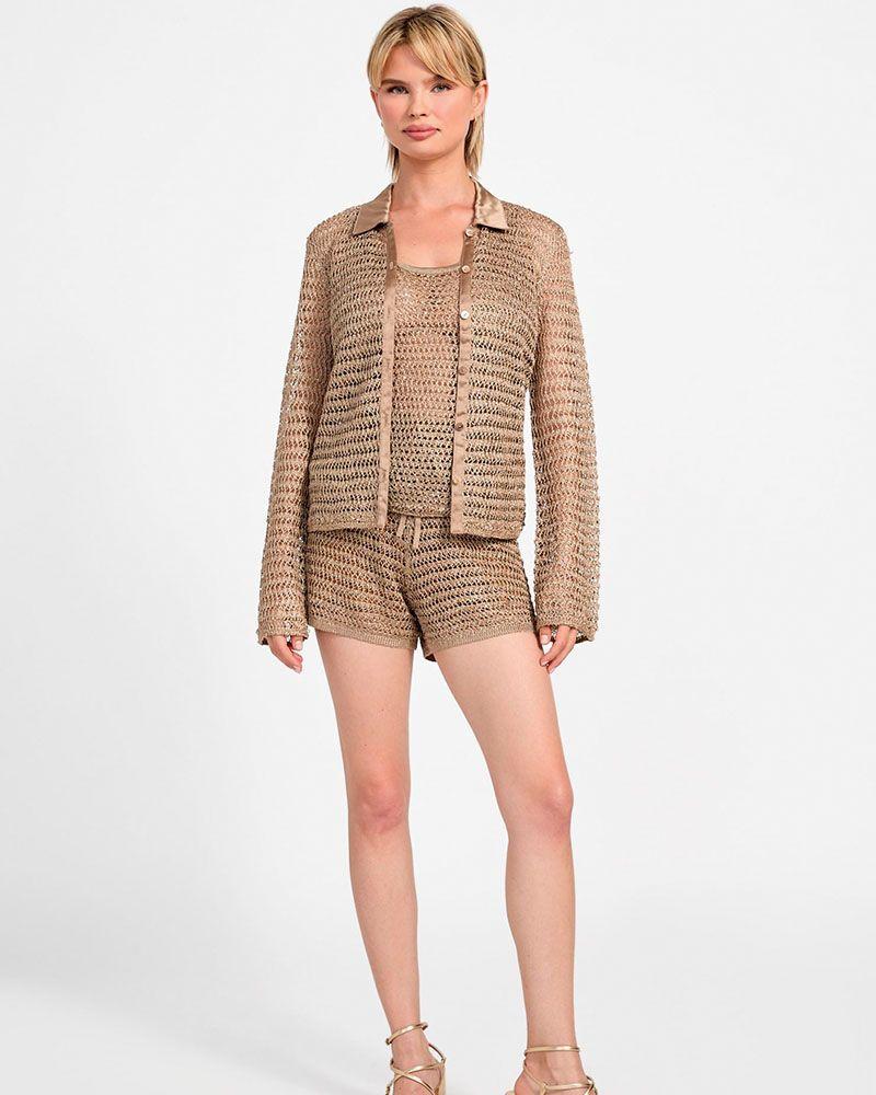 Polera Guess Mujer Sl Sn Open Stitch Ava Tank Beige-5