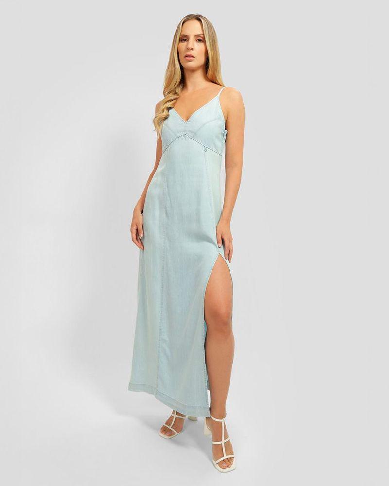 Vestido Guess Mujer Cruz Dress Celeste-1