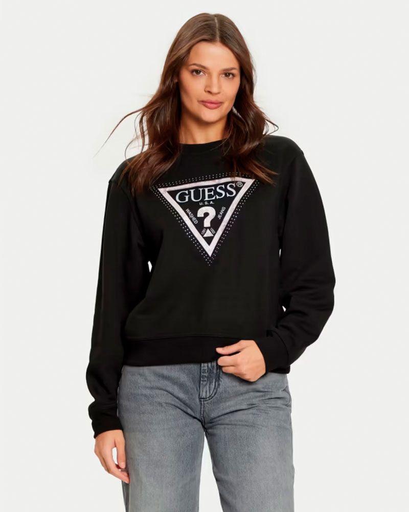 Poleron Guess Mujer Cn Python Triangle Logo Flecee Negro-0