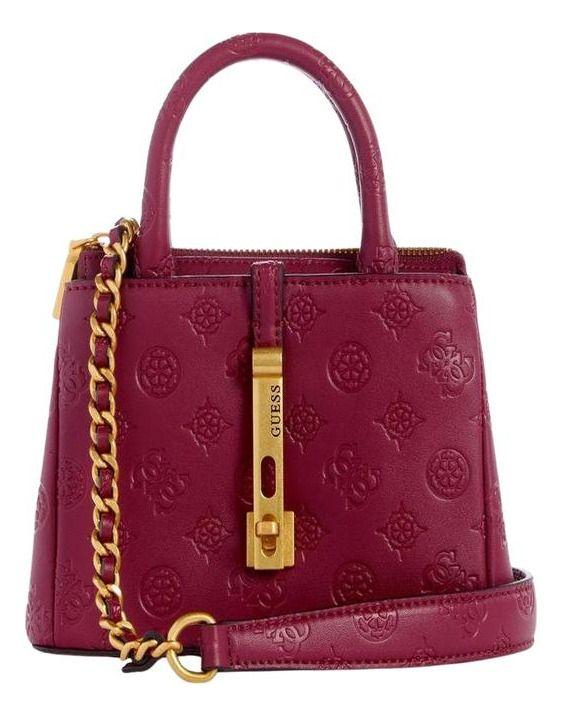 Mini Cartera Guess Mujer James Logo Mini Satchel Rojo-0