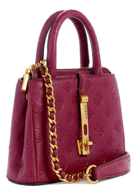 Mini Cartera Guess Mujer James Logo Mini Satchel Rojo-1