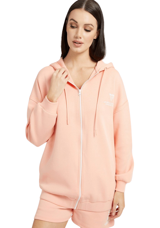 Polerón Guess Mujer Camilla Full Zip Sweatshirt Coral-0