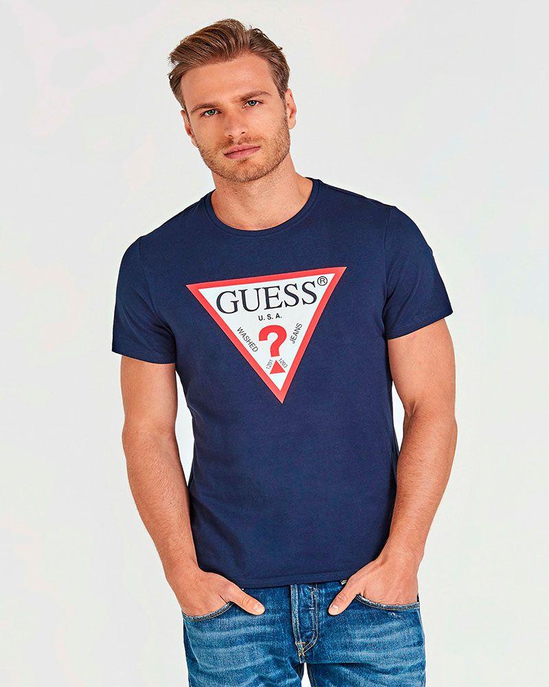 Polera Guess Hombre Cn Ss Core Original Logo Tee Azul-0