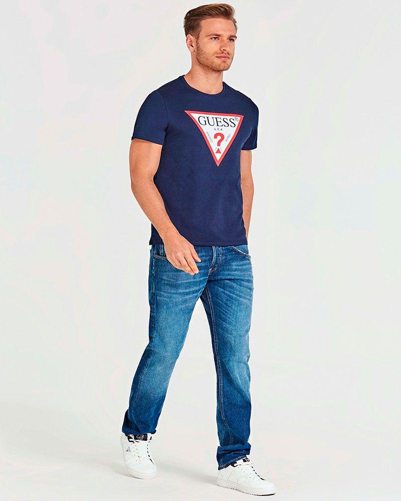 Polera Guess Hombre Cn Ss Core Original Logo Tee Azul-2