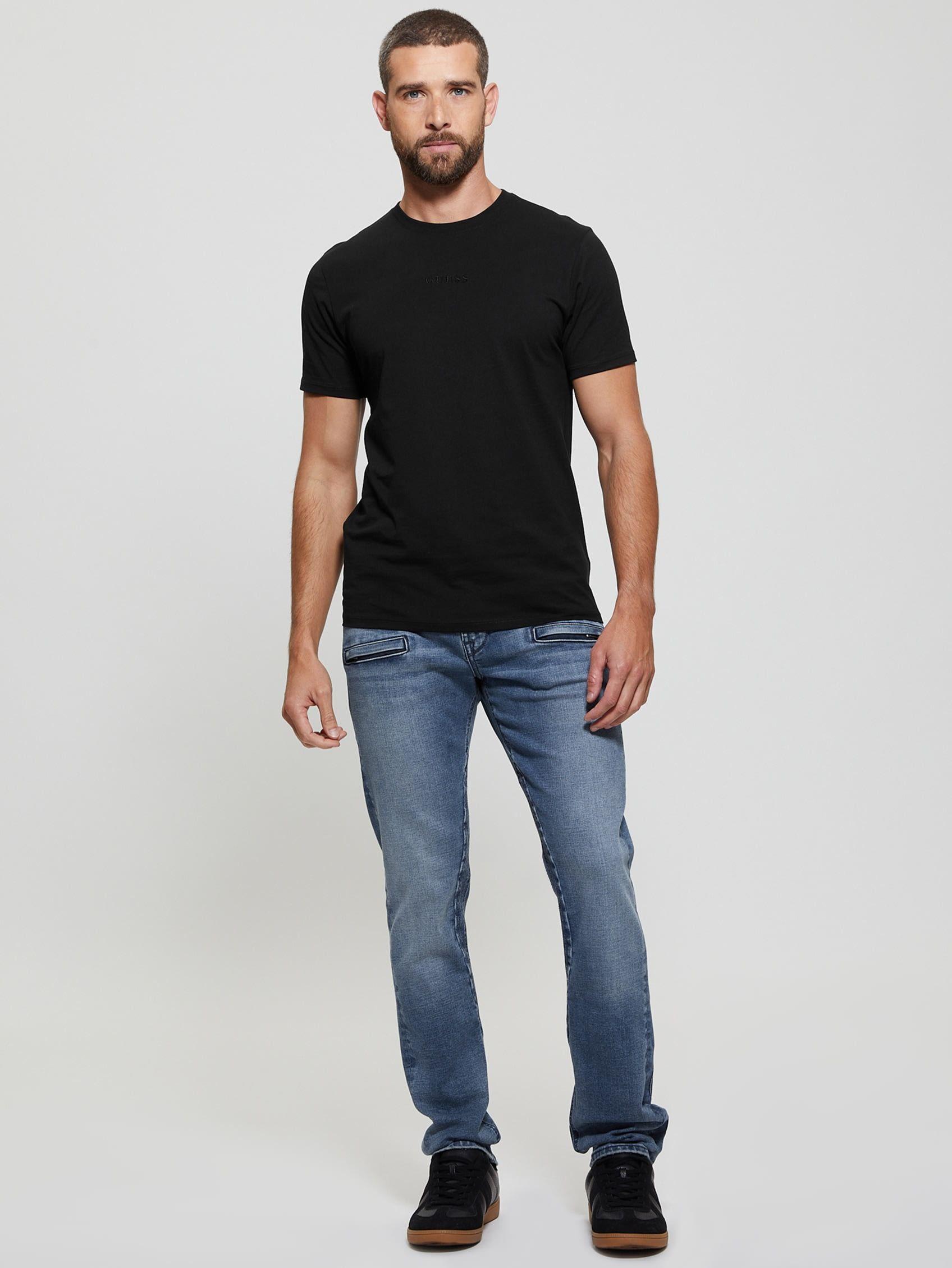 Polera Guess Hombre Ss Emb Pima Crew Negro-1