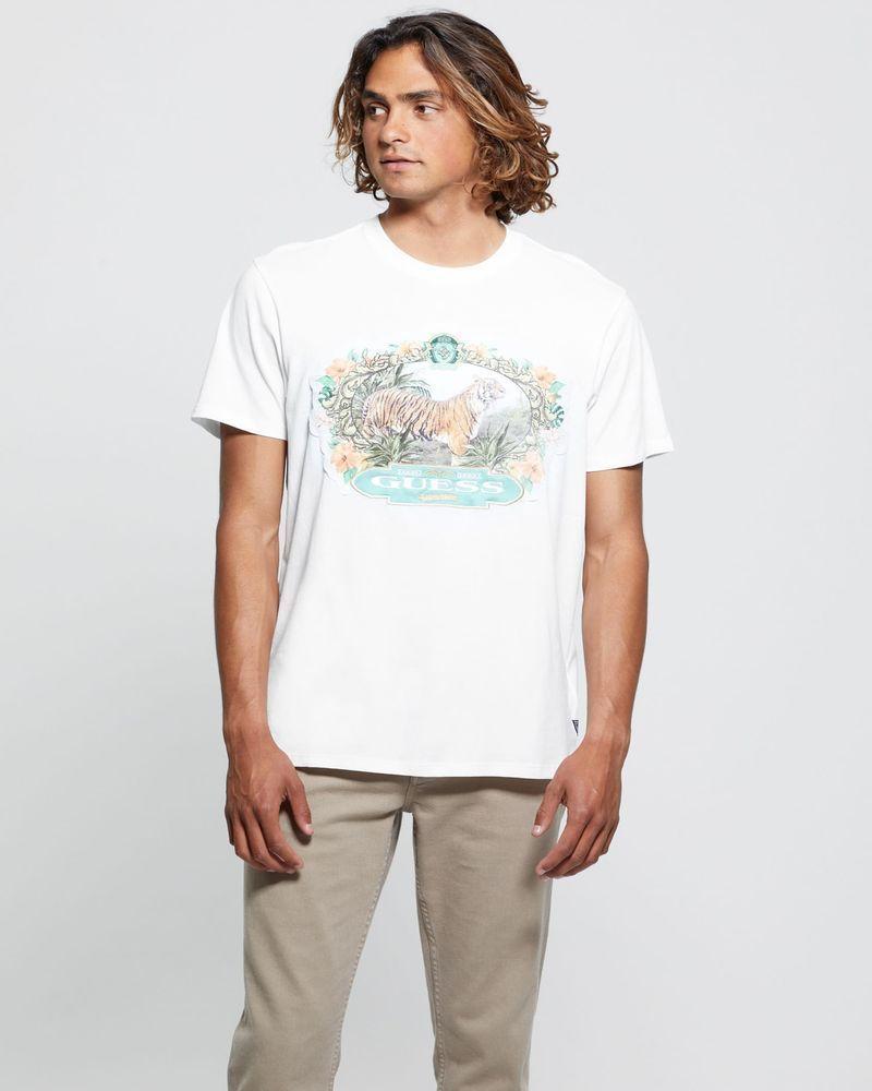 Polera Guess Hombre Ss Bsc Tiger Label Tee Blanco-0