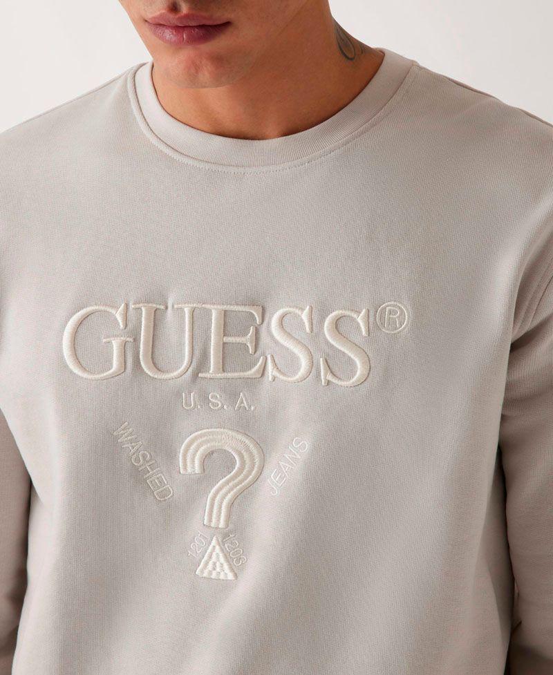 Poleron Guess Hombre Beau Cn Sweatshirt Crema-3