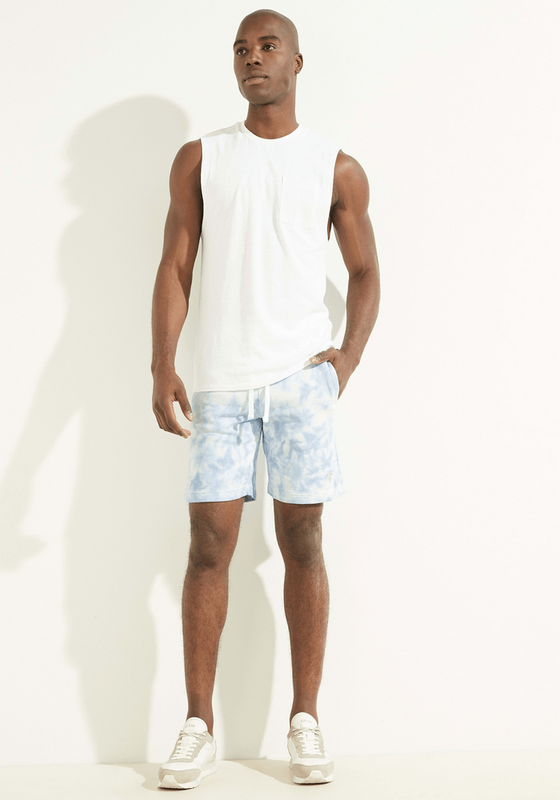 Short Guess Hombre Terry Cloud Tie Dye Shorts Celeste-1