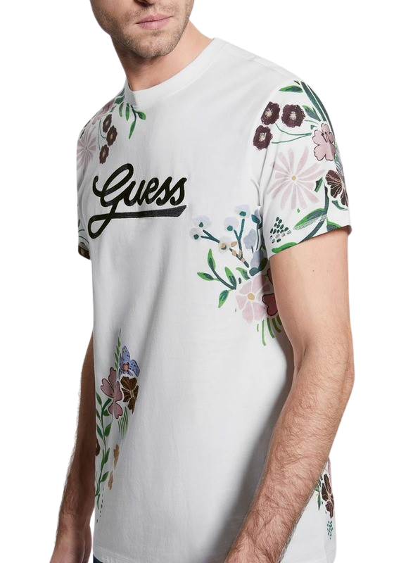 Polera Guess Hombre Cn Ss Flower Script Tee Blanco-0