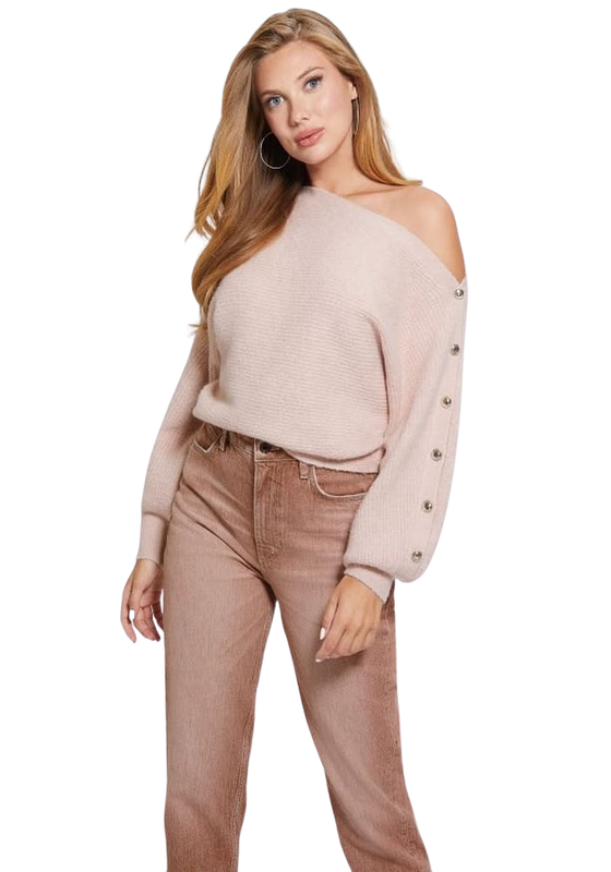Tejido Guess Mujer Ls Off Shoulder Megan Swtr Rosa-0
