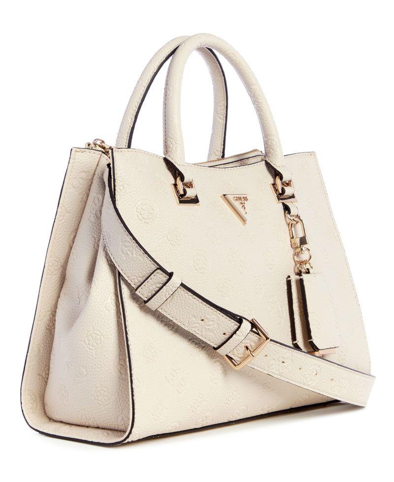 Cartera Guess Mujer Cresidia Society Satchel Café.-1