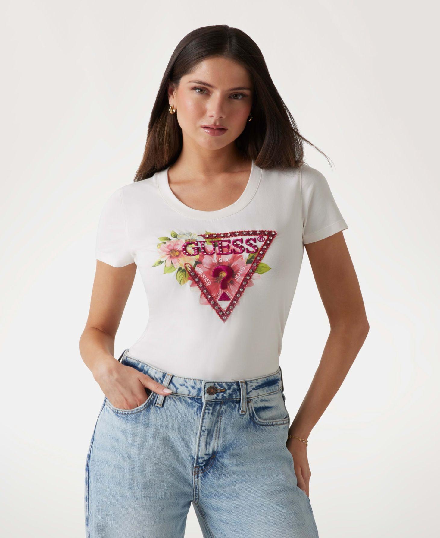 Polera Ss Cn Triangle Beads Tee Blanco-0