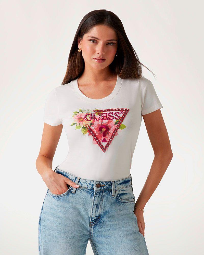 Polera Ss Cn Triangle Beads Tee Blanco-0