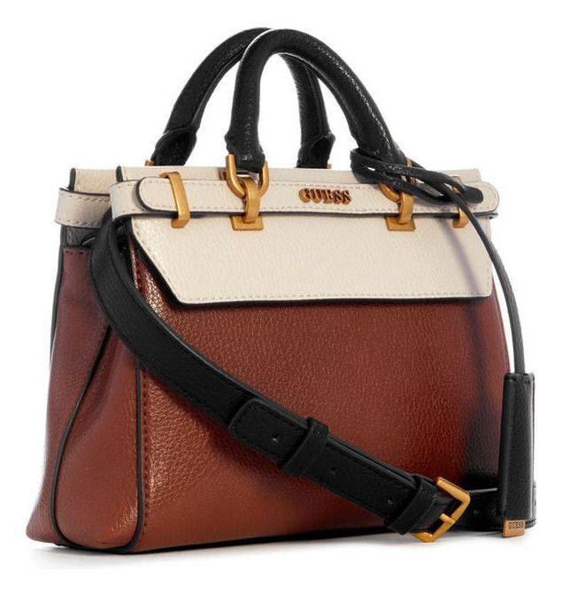 Mini Cartera Guess Mujer Sestri Mini Satchel Café-1