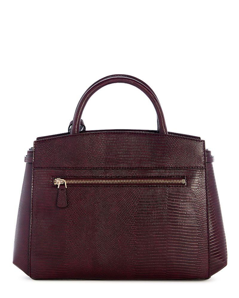 Cartera Guess Mujer Melinda Triple Comp Satchel Burdeo-1