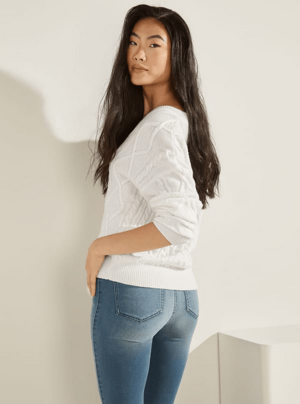 Tejido Guess Mujer Ls Sweaters Blanco-2