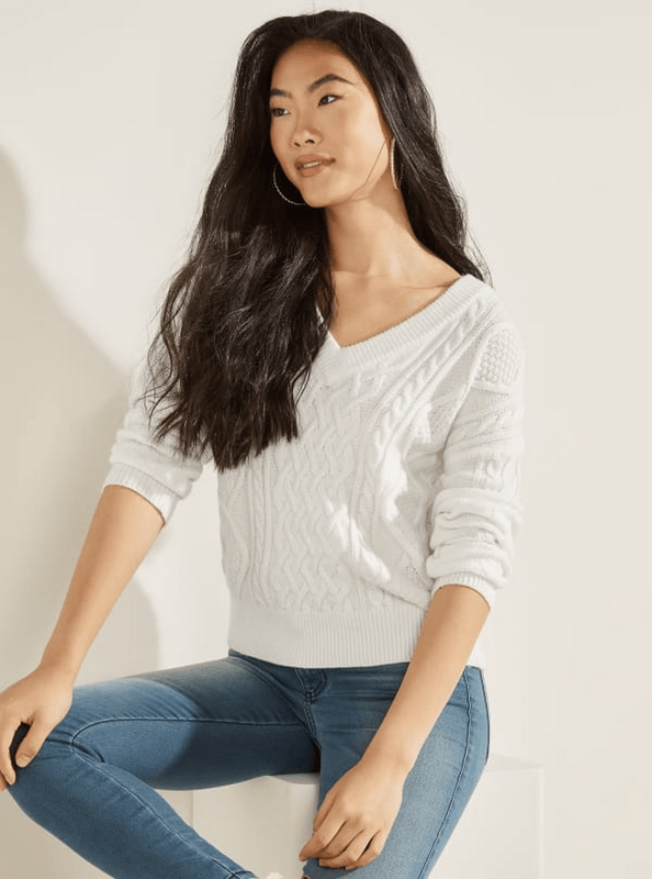Tejido Guess Mujer Ls Sweaters Blanco-3