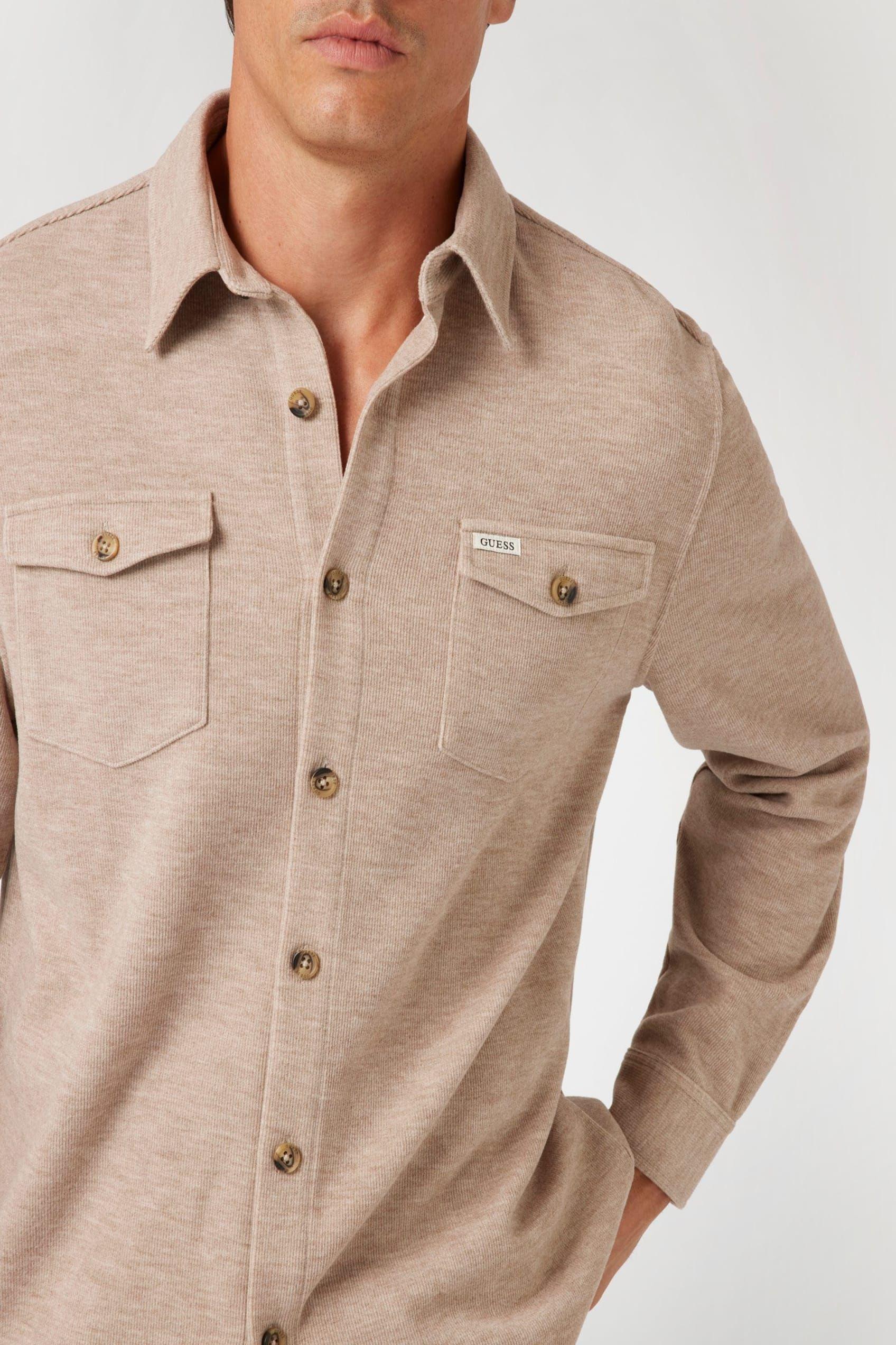 Camisa Guess Hombre Ls Collins Luxury Shirt Café-3