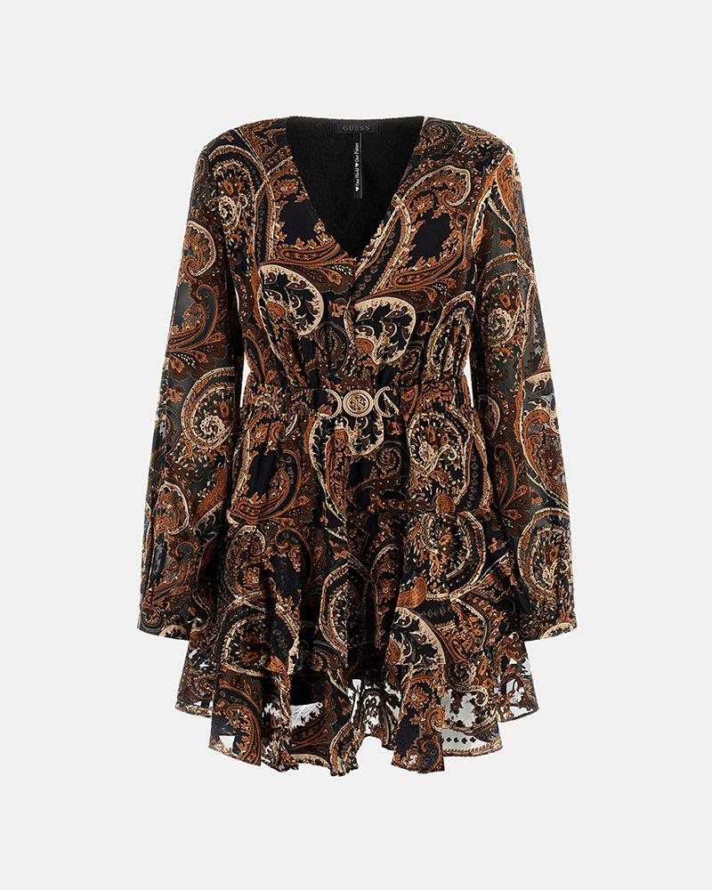 Vestido Clarisse Deep Neck Flare Multicolor Mujer-4