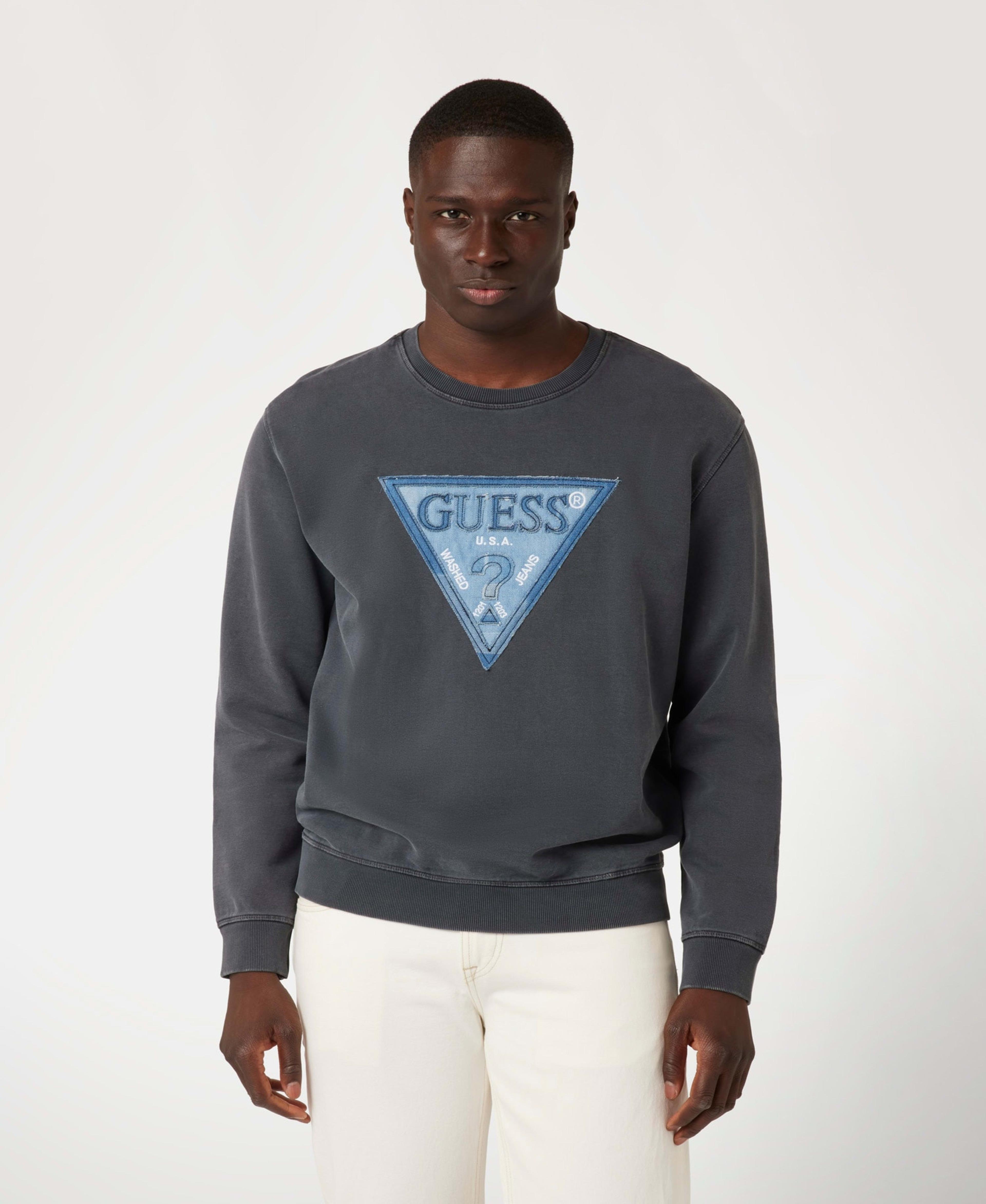 Poleron Guess Hombre Triangle Patch Cn Sweatshirt Gris-0