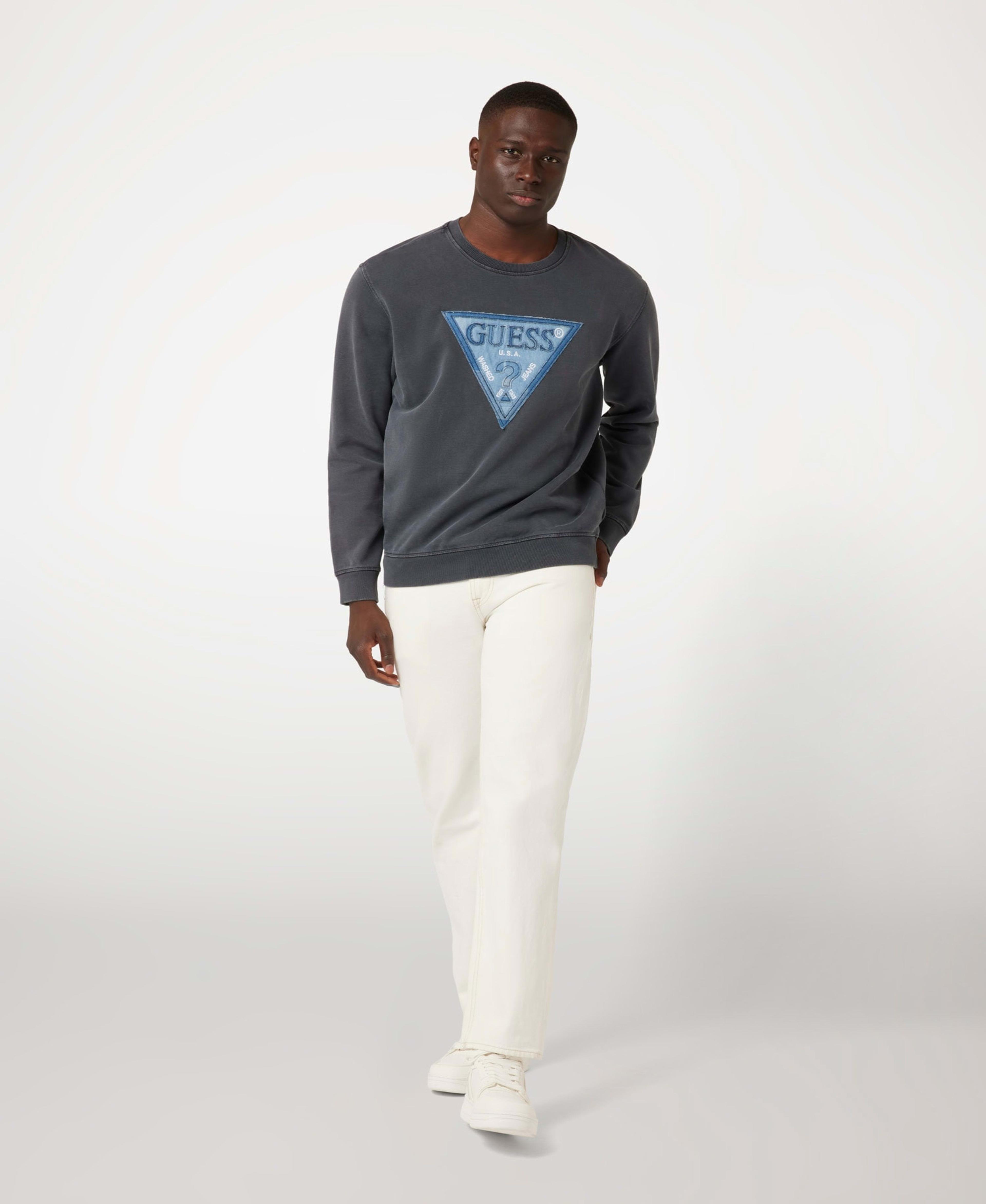 Poleron Guess Hombre Triangle Patch Cn Sweatshirt Gris-1