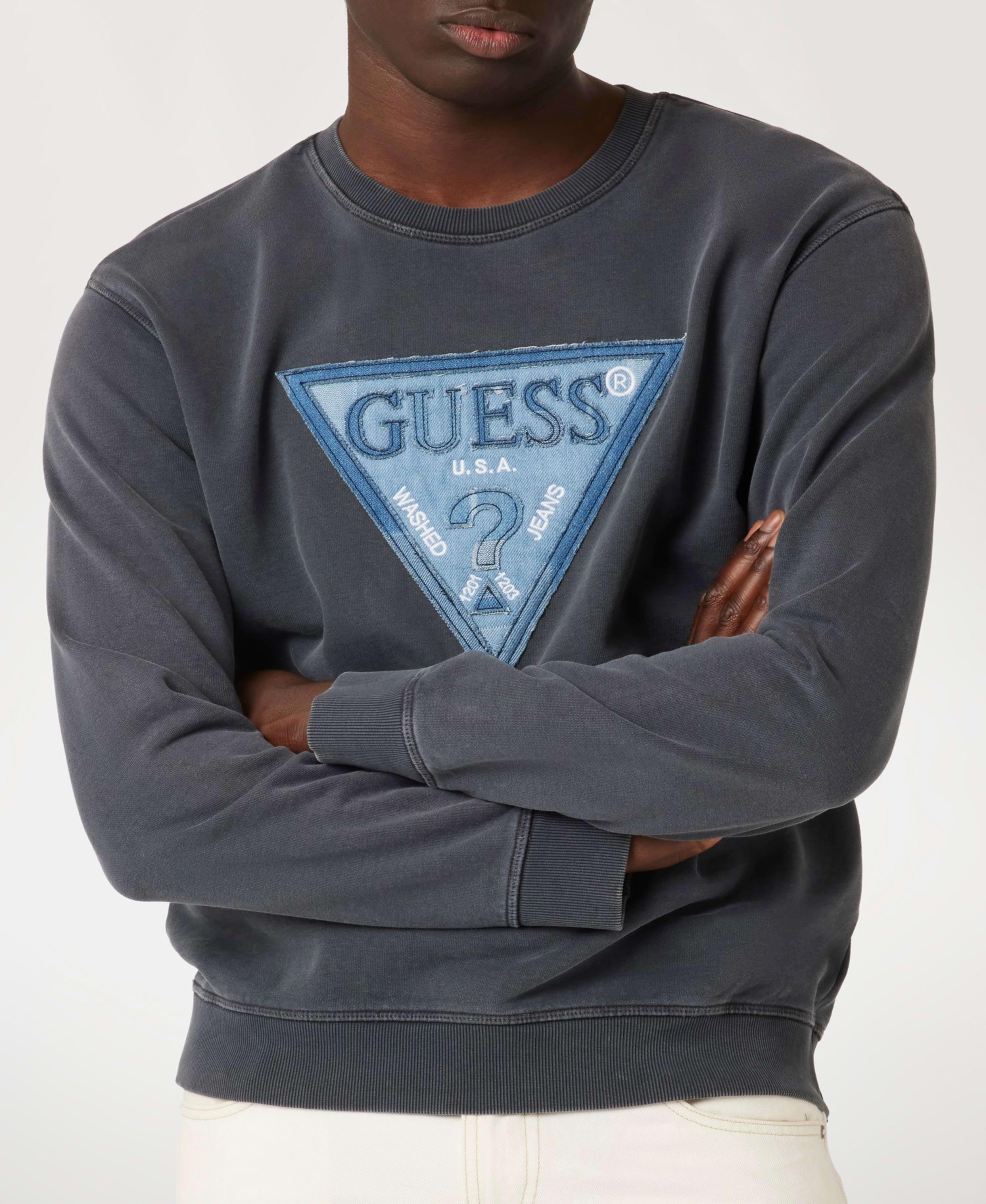 Poleron Guess Hombre Triangle Patch Cn Sweatshirt Gris-3