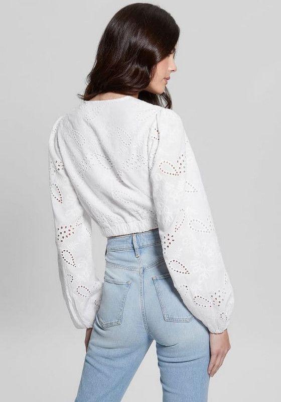 Blusa Guess Mujer Ls Stella Eyelet Top Blanco-3