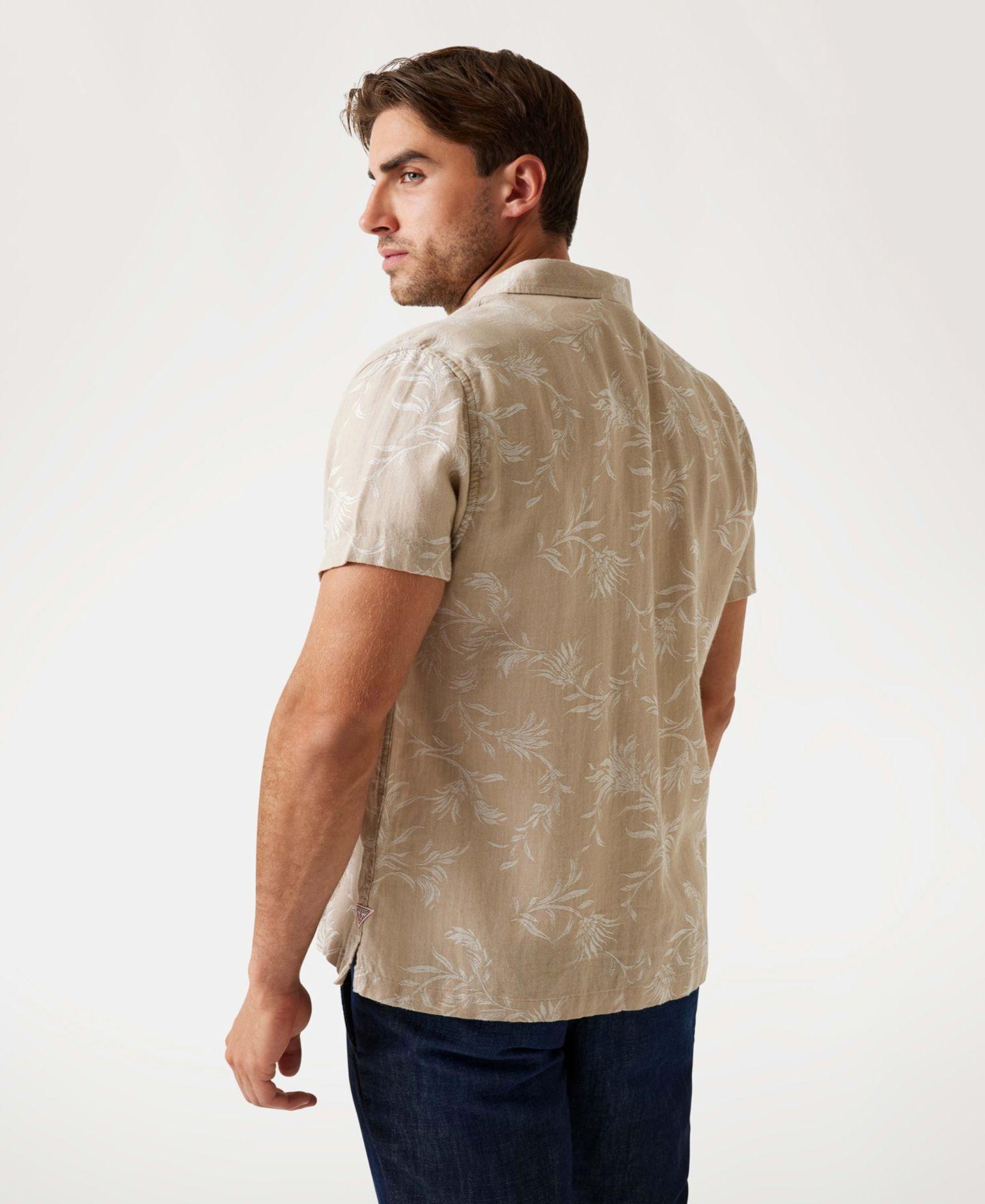 Camisa Ss Iverson Jacquard Shirt Beige-2